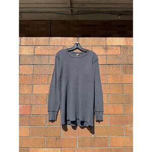 90s Greatland Apparel Vintage Faded Black Long Sleeve Thermal Waffle Shirt